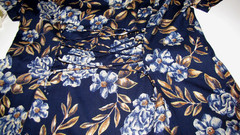 VTG NWT Coco Bianco Floral Maxi Dress Faux-Jacket Rayon Navy-Blue Floral Wm. 12