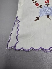 Vintage Mexican Embroidered Tunic Top Blouse Size 44 White W/ Flowers Jacobo