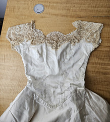 Antique Wedding Dress, hand made, 24″ waist, Lace & Beaded vintage