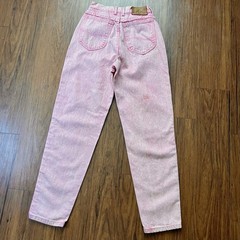 Vintage 90s Lee Pink Faded Country Acid Wash High Rise Mom Jeans Sz 7 Medium USA