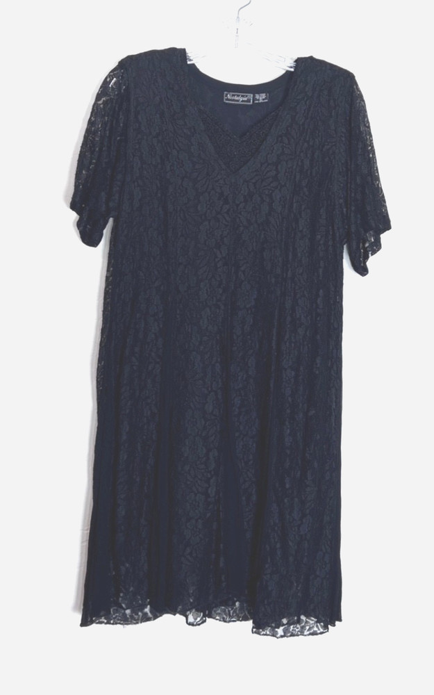 True Vintage 90s Nostalgia Lace Maxi Dress Sz L Black Whimsy Goth Grunge Boho