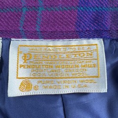 Vintage Pendleton Purple Plaid 100% Virgin Wool Made in USA Midi Skirt Size 10
