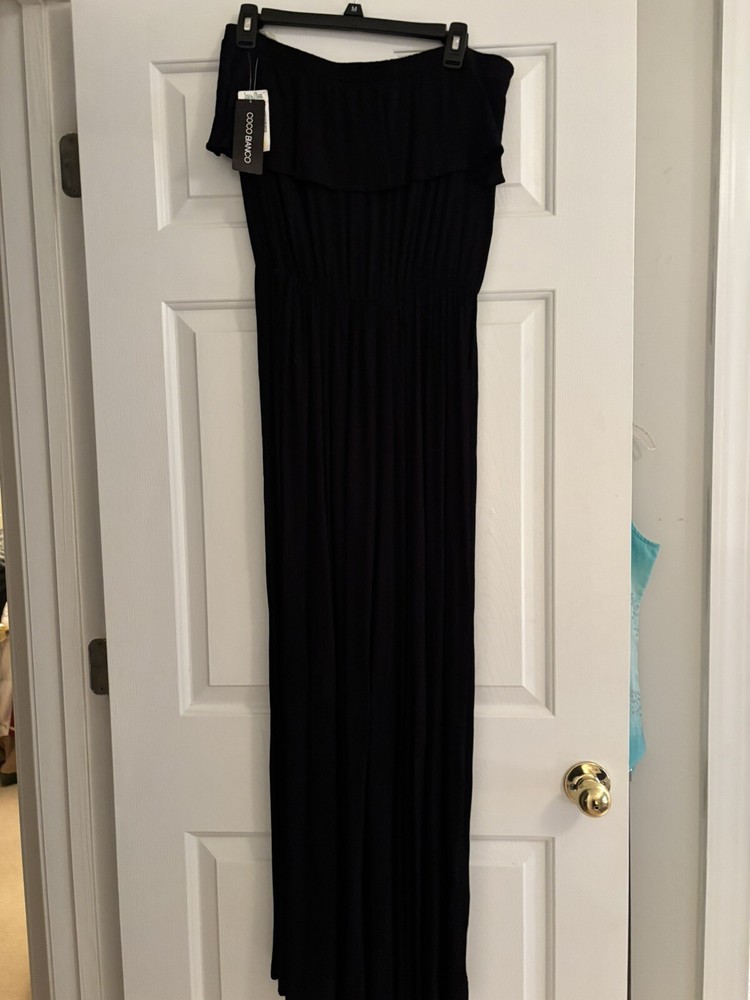 Strapless Jumpsuit Romper VTG 90s Coco Bianco Black Gauze Rayon Sz M NWT $88