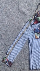 Vintage 70s Betmar rayon polyester faux patchwork striped long sleeve shirt top