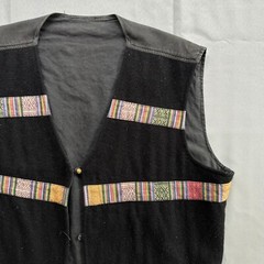 Vintage Southwest Native Peyote Inspired Black Vest Medium