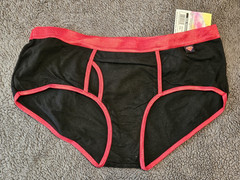 SuperGirl Intimates Women’s Boy Briefs Panties Sz: MEDIUM Color: BLACK/RED TRIM