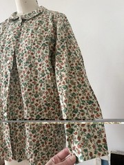 Mid Century Handcrafted Floral Cotton Smock Top Artist Workwear Folk Prairie OS