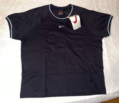 vtg 1997 NEW Nike black ringer t shirt center swoosh MADE IN USA womens medium