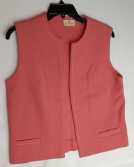 Vintage 1960s Butte Knit Salmon Pink 100% Wool 2 Piece Vest & Skirt Made in USA
