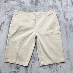 Vintage 90s Basic Editions Shorts Womens 14 Tan Khaki Stretch Cotton Slim Chino