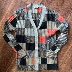 Vintage 80s Patchwork Cardigan Sweater Made in Taiwan 100% Acrylic M