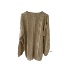 David David Gold Beige Cable Knit Sweater Size Large