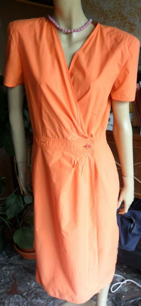 KRIZIA THEN VINTAGE ORIGINAL 80s Cotton Dress/Dress Size 48 Orange