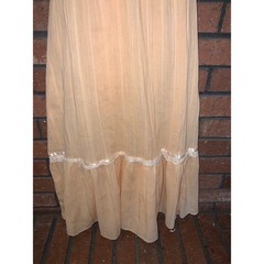 Vintage JCPenney Fashions Peach Prairie Midi Dress Lace Trim Angel Sleeve Boho