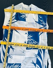 VTG Andrade Hawaiian Blue Floral Leaf Dress Tropical Resort Wear Sz 6 Honolulu