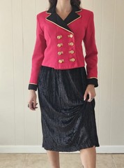 Vintage 1990s Pink Wool Crepe Double Breasted Blazer