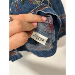 Units Vintage Floral Embroidered Denim Jacket Blue Cotton Boho Artsy Large