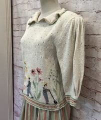 VTG Cullinane Peter Pan Collar Short Sleeve Sweater Skirt Set Gardening Cottage