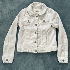 Mudd Jeans Denim Jacket Girls Size 14 White Distressed Front Pockets Button Up