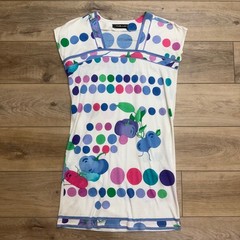 Vintage Leonard Paris Shift Dress Polka Dot Fruit Print Mod Retro Dopamine Dress