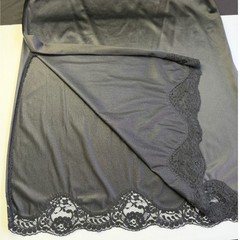 Adonna Vintage Black Lace Trim Half Slip Skirt Small 30 Nylon Midi Long Slit USA