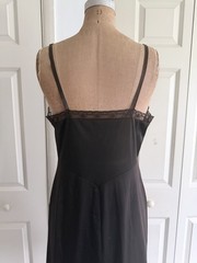 Vintage 1950’s Gotham Gold Stripe Black Slip Dress Crystal Pleats S/M