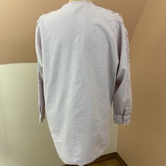Vintage Together XL Linen Cotton Crochet Lace Tunic Blouse Lavender Boho 1980s