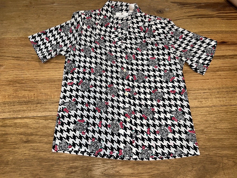 Vintage Worthington Essential Houndstooth Blouse Women’s Size 6 Black White