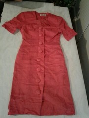 Vintage Women Size 6 Geary Roark Kamisato Salmon Red Dress (CB49)