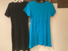 2 Vtg Styleworks Cotton S/S Dress Black 38”Cx37”L OR Aqua 38”Cx33”L Sz M U PICK