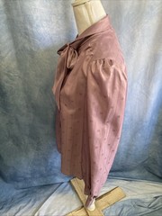 Vtg 80s Rich Affordables Secretary Blouse Lavender Pussy Bow Puff Sleeve Poly 10