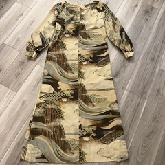 Vintage Alice Of California Earthy Tones Maxi Dress Size S / M Long Sleeve READ