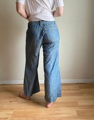 vintage y2k Banana Republic low rise wide leg flares / preppy chambray pants