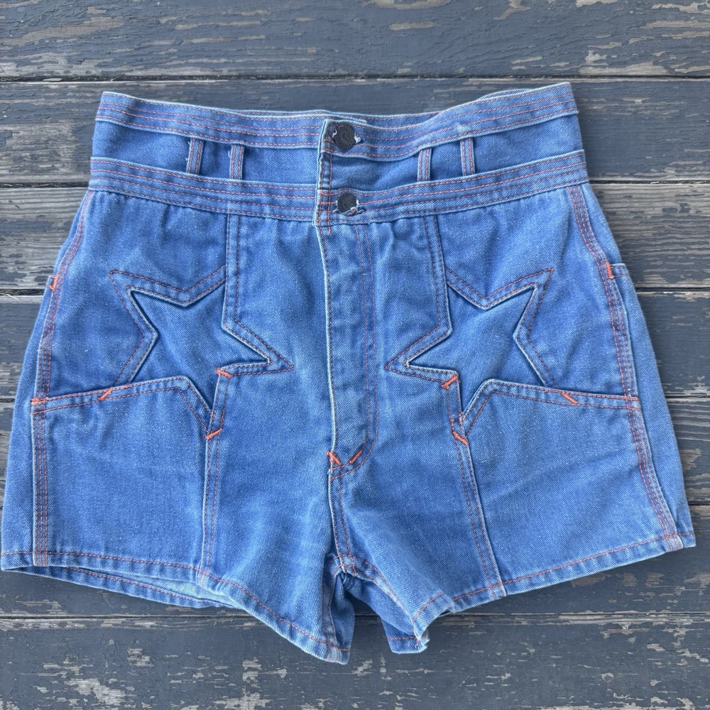 N’est Ce Pas STAR Shorts Vintage Denim Shorts 70s Hippie Size 28