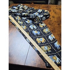 JEWEL QUEEN | Vintage Elephant Print Two-Piece Button Down Tunic Pants Set | XL