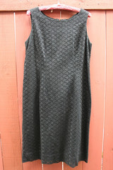 Vintage 1960s Dress Black Floral Sheath Eyelet Lace Party Cocktail Size 10 – 12