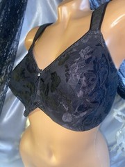 VTG 36DDD wacoal Black Spandex Minimizer Nylon Floral swirl UW Bra NEW