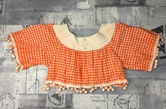 Vintage Melray Cottage core Prairie Orange gingham Boho Romantic sz 34 Crop top
