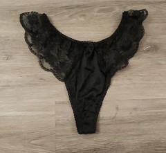 Dior Vintage Black Satin Thong Cut Tag