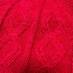 Northern Isles Vtg 90s Red Mohair Cable Knit Cardigan Chunky Grandmacore Large