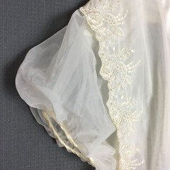 Vintage L Ivory Peignoir Set Val Mode Nightgown Robe Puff Sleeve Pearl Buttons
