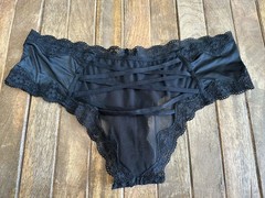 Vtg Jessica Simpson M Black Sheer Lace Back Bikini Hiphugger Panties Panty