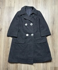 50s Vintage Double Breasted Houndstooth Grey Pea Coat Size Medium Bespoke