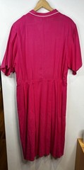 Vintage Rouie Maxi Dress Size 10 12 14 Oversize Hot Pink Fushi White Trim Belted