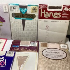 VTG LOT OF 7 PAIRS OF NOS STOCKINGS PANTYHOSE VARIOUS SIZES & COLORS HANES ETC.