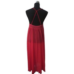VTG VANITY FAIR Red Lace Bodice Nylon Blend Strappy Back Nightgown Sz S USA