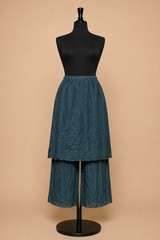 Rare Vintage 1990s Holly Lueders Silk Crinkle Skirt & Pants Set Teal Green 2X 3X