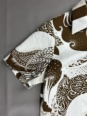 Vintage 70s Pykettes Women’s L Brown White Paisley Short Sleeve Retro Fashion