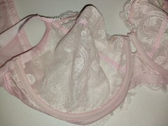 VTG SILKY SHEER LACY UW VS BOUDOIR DEMI BRA NOS 38DDD PINK DELICATE COQUETTE