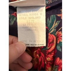 Koret Petites Vintage 90s Dark Floral Cottage Cabin Print Rayon Midi Skirt 12P